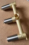 8 Inch 3 Handle Wall Mount Shower Faucet Base Brass Brushed Nickel. Fixed Price $125.00.