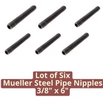 Lot Of Mueller 3/8" X 6" Steel Pipe Nipples Black Iron Nos Galvanized. Fixed Price $24.95.