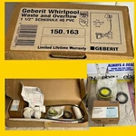 Geberit 150.163 Waste & Overflow 1/2 Sched 40 Pvc For Whirlpool 23 -27 Deep. Fixed Price $126.49.