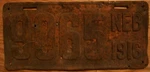 Single Nebraska License Plate - 1916 9065 2ND Year Of Issue.. Fixed Price $49.99.