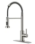 Brushed Nickel Kitchen With Pull Down Sprayer, Stainless Steel Faucets. Fixed Price $60.78.
