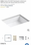Kohler Verticyl 19-13/16" Rectangular Undermount Bathroom Sink. Fixed Price $145.00.