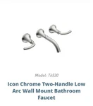 Moen Icon T6530 Brushed Nickel Finish Wall Mount Bathroom Faucet Trim Only Kit. Fixed Price $244.83.