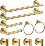 Bathroom Hardware Accessories Set With 16" Towel Bar - Nickel Golden 10 Piece. Fixed Price $39.14.