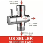 7/8"1/2" T-adapter With Valve For Toilet Bidet Sprayer 3-WAY Brass Divert. Fixed Price $17.99.