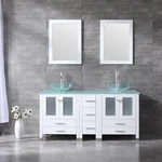 Bathroom Vanities 60" Drawer Cabinet Tempered Glass Vessel Sinks Faucet & Mirror. Fixed Price $789.59.