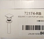 Delta 72174-RB Square Push Pop-up Drain Less Overflow Venetian Bronze. Fixed Price $104.99.