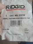 Rigid Cutter Wheel 33210 New In Plastic. Fixed Price $10.00.