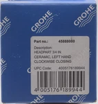 Grohe 3/4" Ceramic Cartridge Left-close 45888000 Brass. Fixed Price $70.00.