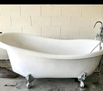 71 " American Bath Factory, Acrylic, Chrome Clawfoot Tub, Never Used.. Fixed Price $972.16.
