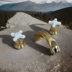 Shiny, Polished Brass, Tub Faucet W/porcelain Handles 2731,H67PB. Fixed Price $215.99.