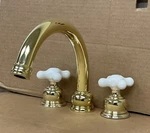 Shiny Polished Brass High-arc Tub Filler W/porcelain Handles, 2767,H67PB. Fixed Price $264.99.