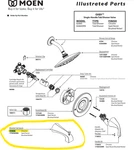 Moen 175836 Tub Spout Kit Diverter Chrome For Oxby Shower Trim 82660. Fixed Price $25.00.