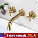 Wall Mount Filler Faucet Brushed Gold High Flow Bathtub Solid Brass. Fixed Price $46.40.