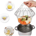 Folding Frying Basket Stainless Steel Chef Kitchen Tool Retractable Strainer Net. Fixed Price $13.29.