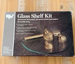 Vintage Kv Knape & Vogt Glass Shelf Kit W/ Brass Color Trim 8"X12" Semi-circle. Fixed Price $64.98.