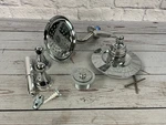 Delta Chrome Bathroom Fixtures Set: Shower Head, Valve Trim, Drain, Tp Holder. Fixed Price $36.22.