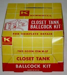 Kirkhill Inc.closet Tank Ballcock Box Of Two Dozen Kits W-27 Nos Plumbing. Fixed Price $50.00.