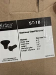 Kraus ST-1B Stainless Steel Strainer. New Box.. Fixed Price $10.50.