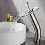 Waterfall Bathroom Faucet Glass Single Handle Solid Brass Basin Lavatory Vessel. Fixed Price $116.16.