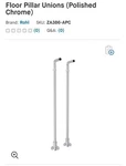 Rohl Cisal Set Of 35" Floor Pillar Supply Unions ZA383-APC Chrome. Fixed Price $240.43.