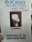 Porcher Veneto 9051 Biscuit Toilet Tank Lid, With Silver Button. Fixed Price $64.00.
