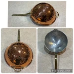Mid 20TH Century Vintage 9" Copper Colander Strainer / Solid Brass Double Handle. Fixed Price $70.00.
