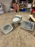Kohler Bathroom Set Lowboy Toilet Castelle Sink Iron Lady Vanity Porcelain. Fixed Price $1500.00.