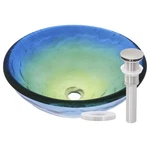 Miseno MNO-191 Nickel Circular 16-1/2" Tempered Glass Vessel Bathroom Sink. Fixed Price $225.00.