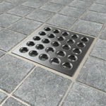 Square Shower Drain, Ebbe E4405 Antique Pewter With Rough-in Adapter Kit. Fixed Price $109.00.