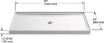 Kohler K-8649-NY Rely 60" X 34" Rectangular Shower Base Dune Color. Fixed Price $199.99.