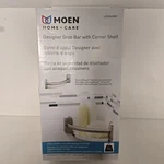 Moen LR2354DBN 9-3/16" X 1" Brushed Nickel Grab Bar W/ Corner Shelf New. Fixed Price $39.95.