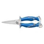 8", Serrated Titanium Bonded With Integrated Wire Cutter, Blue. Fixed Price $14.81.