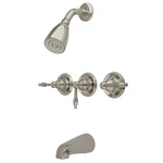 Kingston Brass KB238KL Tub Shower Faucet With Three Lever Handle, Nickel 5". Fixed Price $70.75.
