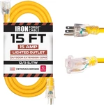 Iron Forge Cable 15 Foot Lighted Outdoor Extension Cord - 12/3 Sjtw Heavy Duty. Fixed Price $34.82.