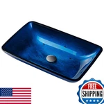 Kraus Irruption Blue Rectangular Glass Vessel Bathroom Sink Pu Oil Rubbed. Fixed Price $279.91.