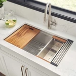 Ruvati 32-INCH Undermount Workstation Kitchen Sink Single Bowl RVH8300. Fixed Price $289.00.