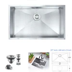 Undermount Handmade 304 Stainless Steel 90 Zero Radius Kitchen Sink 27"X18"X9". Fixed Price $228.79.