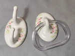 Vintage Lenape Classic Genuine Porcelain Towel Ring & Matching Wall Hook Floral. Fixed Price $44.50.