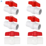 Pvc Ball Valves, Water Shut Off Pipe 1/2'', White And Red. Fixed Price $15.89.