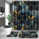4-PIECE Honeycomb Marble Bathroom Shower Curtain Set Elegant Waterproof D Cor. Fixed Price $37.79.