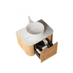 Pre-assembled 24" Wall-mounted Bathroom Cabinet, Wood Grain Vanity With Marble. Fixed Price $698.01.