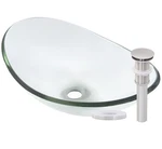 Miseno MNO-C423 Nickel Oval 21-1/2" Tempered Glass Vessel Bathroom Sink. Fixed Price $176.67.