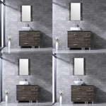 36" Bathroom Vanity Cabinet Vessel Sink Faucet Mirror Walnut Wood Grain Finish. Fixed Price $425.99.