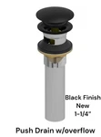 Riobel DB160BK Lavatory Push Drain With Overflow 1/4'' Black Finish New. Fixed Price $39.99.