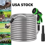 Stainless Steel Garden Hose 25-150FT Flexible Metal Kink W/spray Nozzle. Fixed Price $27.99.