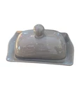 Boston Warehouse Trading Corp Dark Gray Speckled Covered Butter Dish. Fixed Price $18.99.