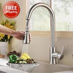 Kitchen Sink Faucet Brushed Nickel Single Handle Swivel Pull Down Sprayer Mixer. Fixed Price $15.99.