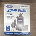 Superior Pump Submersible Sump 1/3 Hp 120V 2880 Gph Thermoplastic. Fixed Price $70.00.