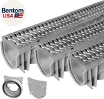 Trench & Driveway Channel Drain With Galvanized Steel Grate - 3 Pack. Fixed Price $239.16.
